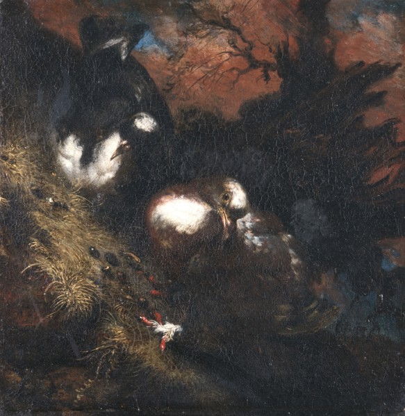 Two Doves on a Roof, 18th century. Creator: Unknown.