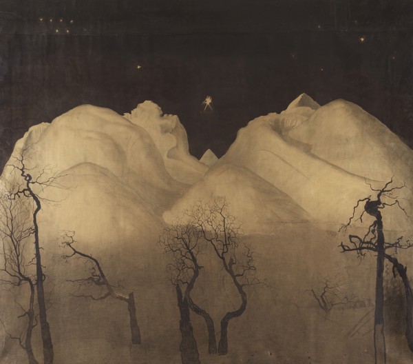 Winter Night in the Mountains. Study, from 1901 until 1902. Creator: Harald Sohlberg.