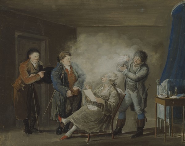 While the Wig is Being Powdered, c18th century. Creator: Pehr Nordquist.