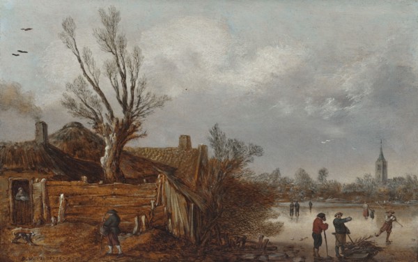 Cottages and Frozen River, 1629. Creator: Esaias van de Velde.