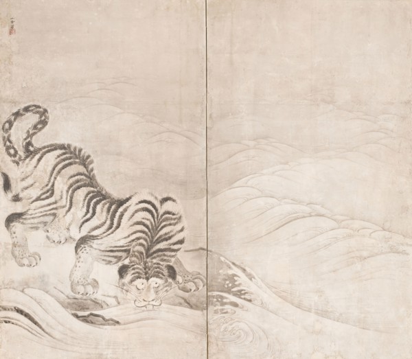 Tiger Drinking from a Raging River (image 1 of 4), c1640. Creator: Kano Sansetsu.