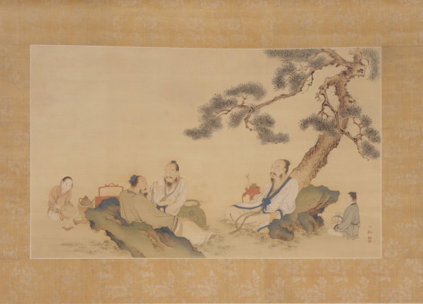 Scholars Enjoying Tea (image 1 of 2), 19th century. Creator: Nakabayashi Chikkei.
