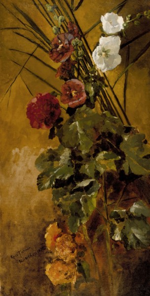 Hollyhocks, 1876. Creator: Ross Turner.