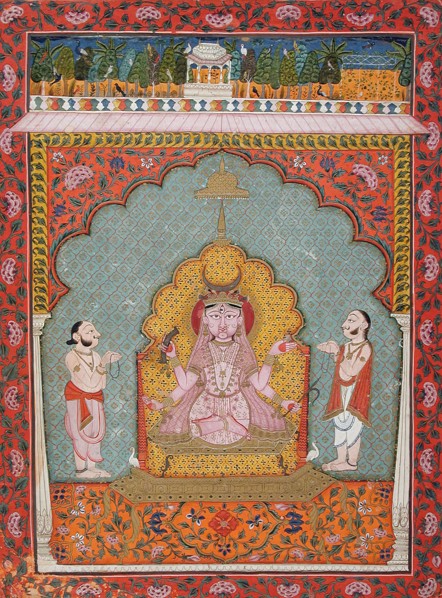 Durga Being Worshipped by Two Devotees (image 1 of 3), c1850. Creator: Unknown.