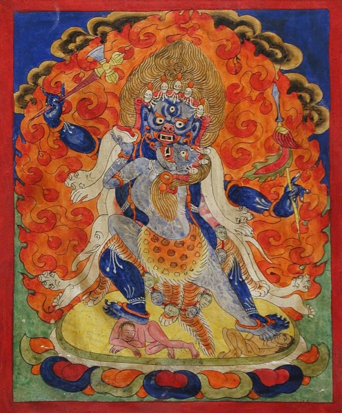 A Terrifying Deity in Yab-Yum, 19th century. Creator: Unknown.