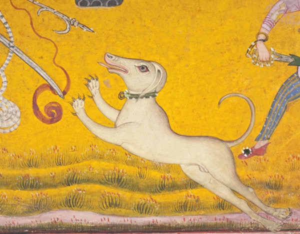 Saluki dog in 'Battling Elephants' (image 5 of 6), c1700. Creator: Unknown.