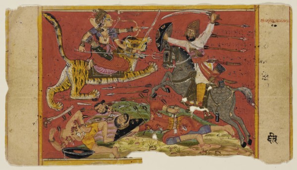 The Goddess in Battle (recto); The Goddess with Her Vanquished Foes (verso)..., c1700. Creator: Unknown.