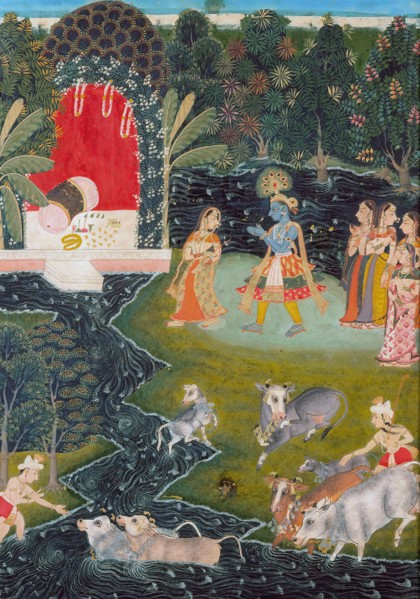 Dalliance in Vrindavan, c1725. Creator: Unknown.