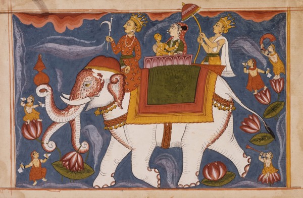 Indra Conveying Jina Rishabhanatha (Adinatha) on Airavata..., between c1800 and c1825. Creator: Unknown.
