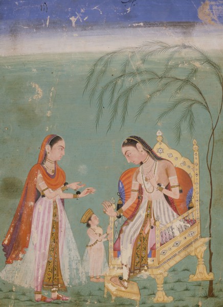 Lady Receiving a Child and Her Maid, c1640. Creator: Unknown.