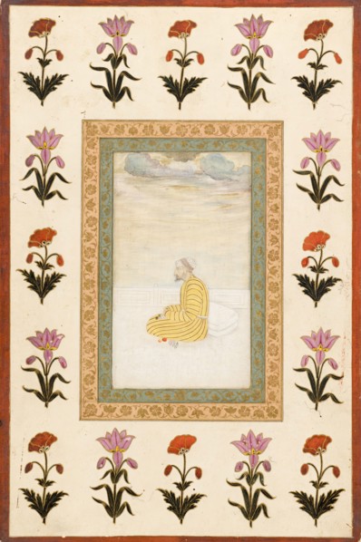 Contemplative Man Seated on a Terrace, Folio from the Small Clive Album, Dated 1674-1675. Creator: Unknown.
