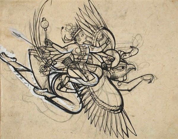 The Hindu God Vishnu Riding on His Mount Garuda, between c1750 and c1775. Creator: Unknown.