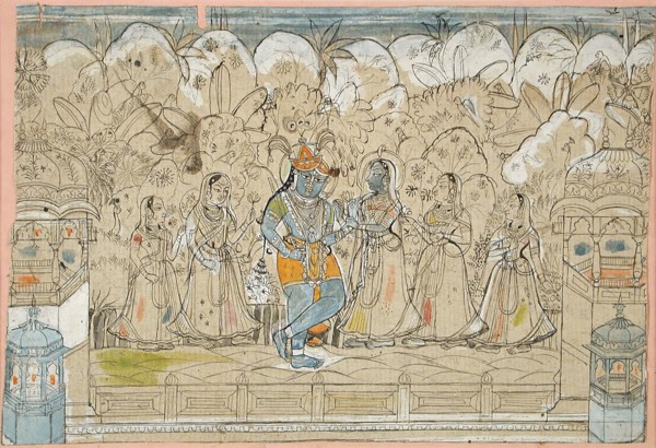 Krishna with Radha and the Gopis of Braj, between c1825 and c1850. Creator: Unknown.