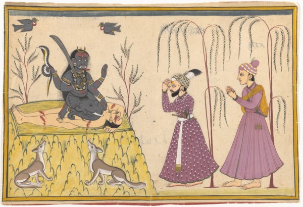 Raja Surma Sen (Reigned 1781-1788) and His Attendant Nagatu Worshipping the Goddess Kali, c1785. Creator: Unknown.