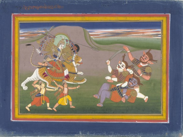 The Hindu Goddess Durga Slaying the Demon Nishumbha..., between c1825 and c1850. Creator: Unknown.