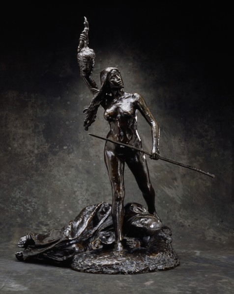 Revolution Holding the Head of Error and Striding over the Cadaver of Monarchy, c.1893. Creator: Jean Alexandre Joseph Falguiere.