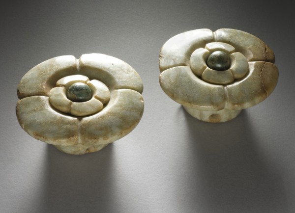 Flower-Shaped Earflares, between 550 and 850. Creator: Unknown.