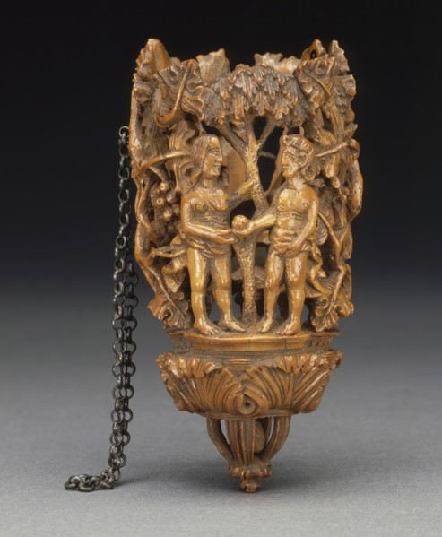 Bouquet Holder with Figures of Adam and Eve, c.1600. Creator: Unknown.