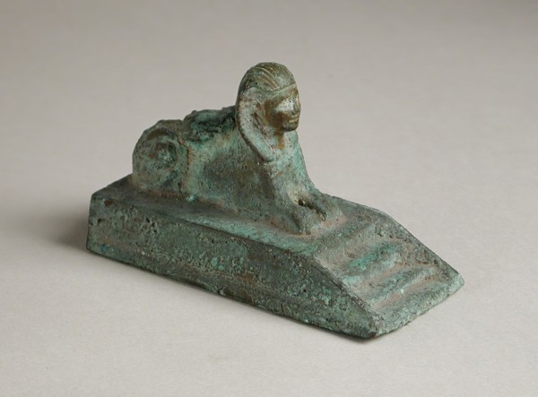 Recumbent Sphinx Figurine on a Stepped Platform, Ptolemaic Period (323-30 BCE) or modern. Creator: Unknown.
