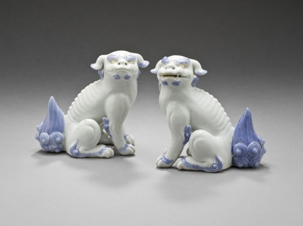 Pair of Okimono in the Form of Chinese Lions, 19th century. Creator: Unknown.