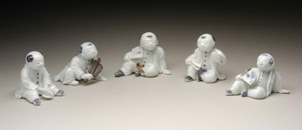 Group of Five Chinese Boy Okimono, 19th century. Creator: Unknown.