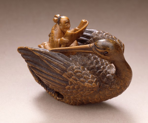 Daoist Immortal with Crane, 19th century. Creator: Unknown.
