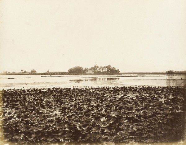 River View with Seventeen Arch Bridge, Yuan Ming Yuan, Peking, 1860. Creator: Felice Beato.