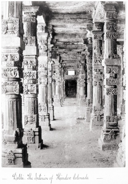 Delhi, The Interior of Hindoo Colonade, Late 1860s. Creator: Samuel Bourne.