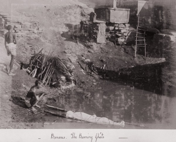 Benares, The Burning Gháts, Late 1860s. Creator: Samuel Bourne.