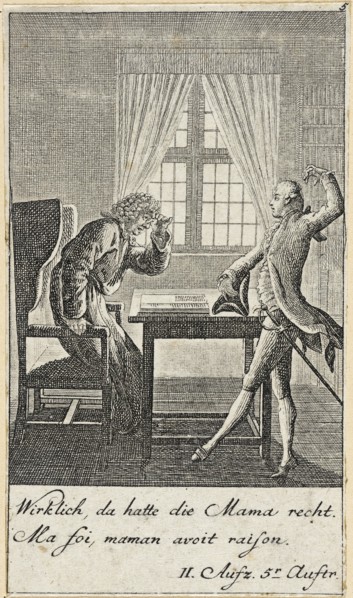 Plate 5 for C. L. Bretzner's 'The Marriage Broker', 1784. Creator: Daniel Nikolaus Chodowiecki.