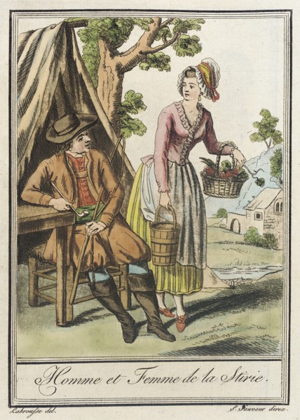Costumes de Différents Pays, 'Homme et Femme de la Stirie', c1797. Creators: Jacques Grasset de Saint-Sauveur, LF Labrousse.