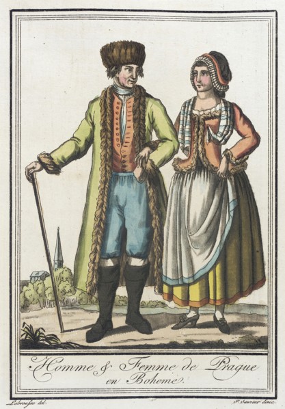 Costumes de Différents Pays, 'Homme & Femme de Prague en Boheme', c1797. Creators: Jacques Grasset de Saint-Sauveur, LF Labrousse.