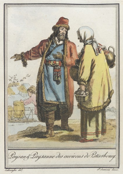 Costumes de Différents Pays, 'Paysan & Paysanne des Environs de Petersbourg', c1797. Creator: LF Labrousse.