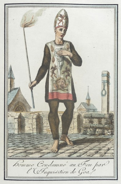 Costumes de Différents Pays, 'Homme Condamné au Feu par l'Inquisition de Goa', c1797. Creators: Jacques Grasset de Saint-Sauveur, LF Labrousse.