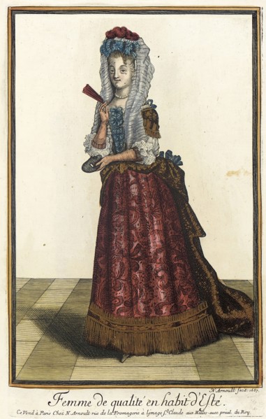 Recueil des modes de la cour de France, 'Femme de Qualité en Habit d'Esté', 1687. Creator: Nicolas Arnoult.