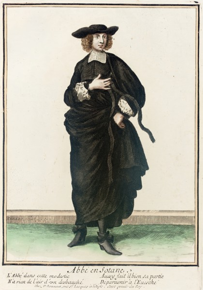 Recueil des modes de la cour de France, 'Abbé en Sotane', between circa 1678 and circa 1693. Creator: Nicolas Bonnart.