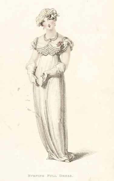 Fashion Plate (Evening Full Dress), 1812. Creator: Rudolph Ackermann.