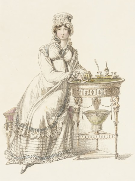 Fashion Plate (Evening Dress), 1819. Creator: Rudolph Ackermann.