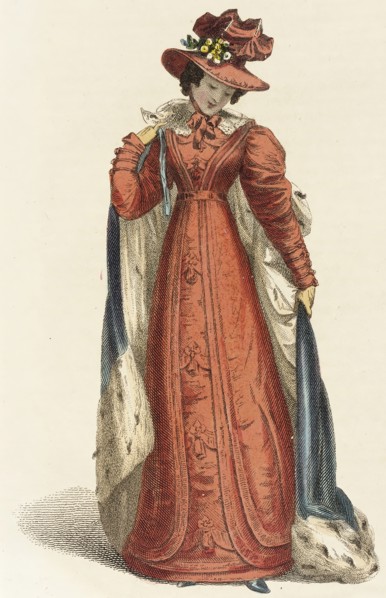 Fashion Plate (Promenade Dress), 1825. Creator: Rudolph Ackermann.