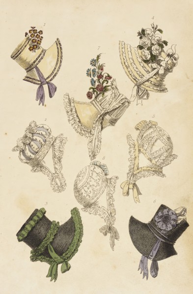 Fashion Plate (Parisian Head Dresses), 1817. Creator: Rudolph Ackermann.