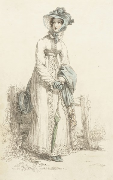 Fashion Plate (Walking Dress), 1820. Creator: Rudolph Ackermann.