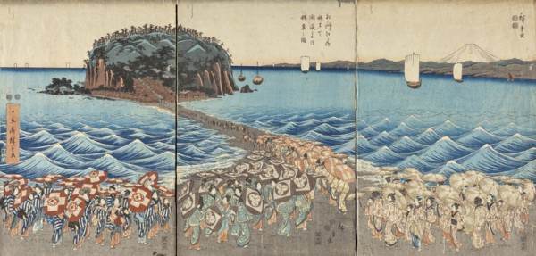 Pilgrimage of Female Entertainers to Enoshima to Pay Homage to Benzaiten, 2nd quarter of 19th cent. Creator: Ando Hiroshige.