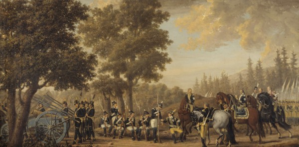 King Gustav III of Sweden & a Soldier.Episode from the Russian War 1789. Creators: Per Hillestrom, Gustav III of Sweden.
