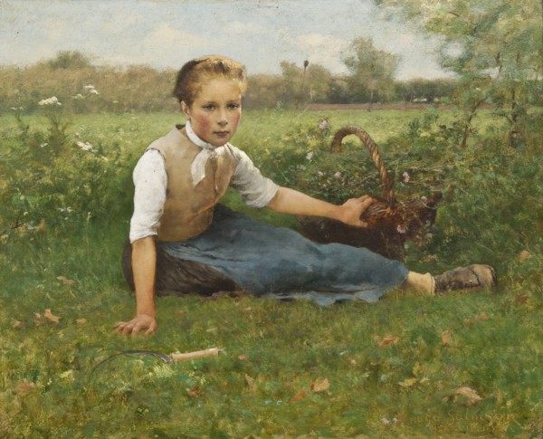 Picking Flowers, 1882. Creator: Hugo Salmson.