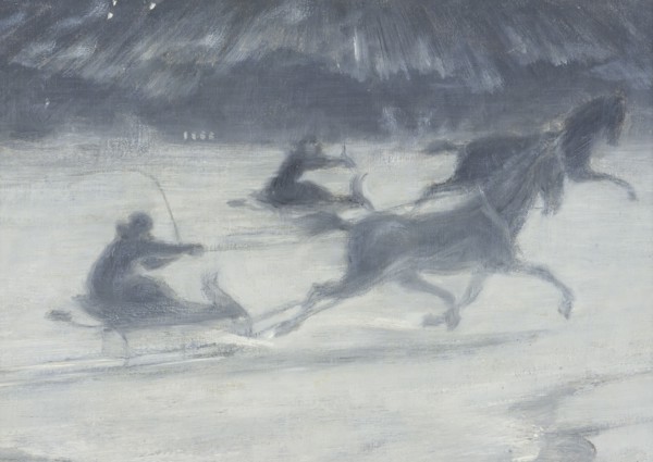 Sleighing on the Ice. Illustration for a Short Story by Per Hallström, 1907. Creator: Johan Axel Gustav Acke.