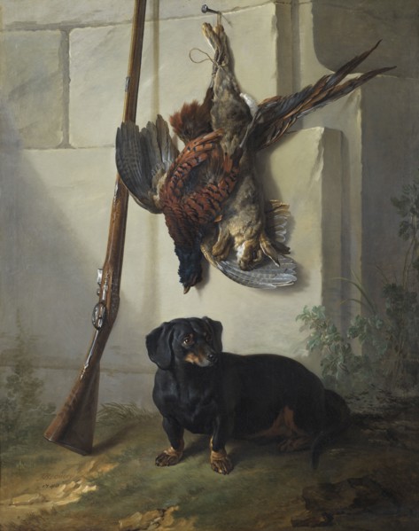 The Dachshound Pehr with Dead Game and Rifle, 1740. Creator: Jean-Baptiste Oudry.