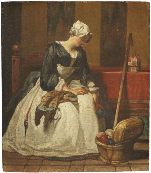 The Embroiderer, mid-late 18th century. Creator: Jean-Simeon Chardin.