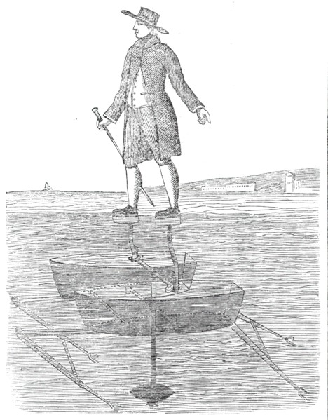 Sabots elastiques, an apparatus for walking on water, 1860. Creator: Unknown.