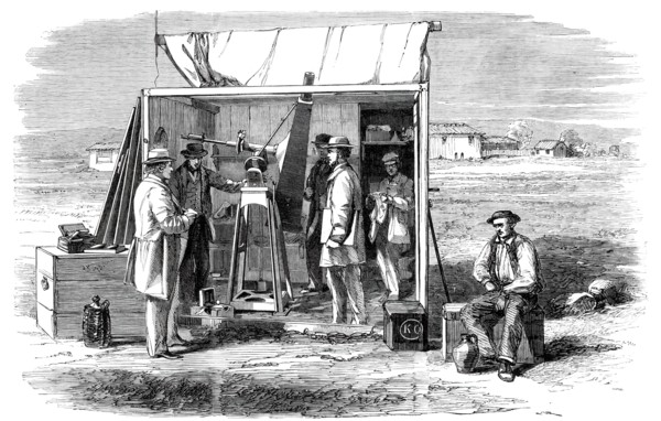 The Kew Photoheliograph and Temporary Observatory at Rivabellosa, near Miranda del Ebro, 1860. Creator: Unknown.