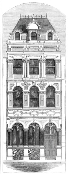 Improved street architecture - the Promoter Life Assurance Office, Fleet-Street, 1860. Creator: Unknown.